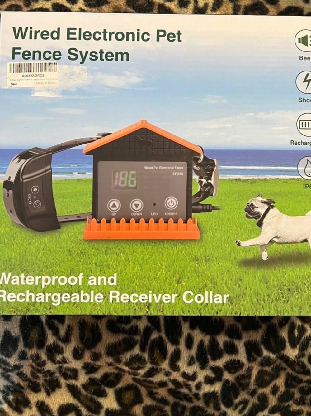 Wired Electronic Pet Fence System - Orange/Black Rechargeable Receiver Collar